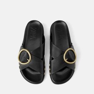 Zara Leather Buckle Sandals